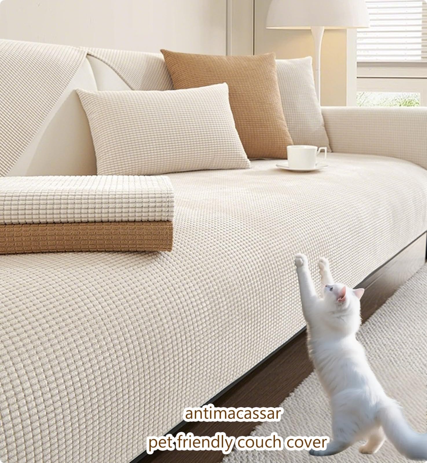 Modularer Sofabezug, babysicher, weicher Maisstoff, rutschfeste Partikel, maschinenwaschbar & wasserdicht, für Sektionalsofa (Dunkelgrau, 70 x 210 cm)
