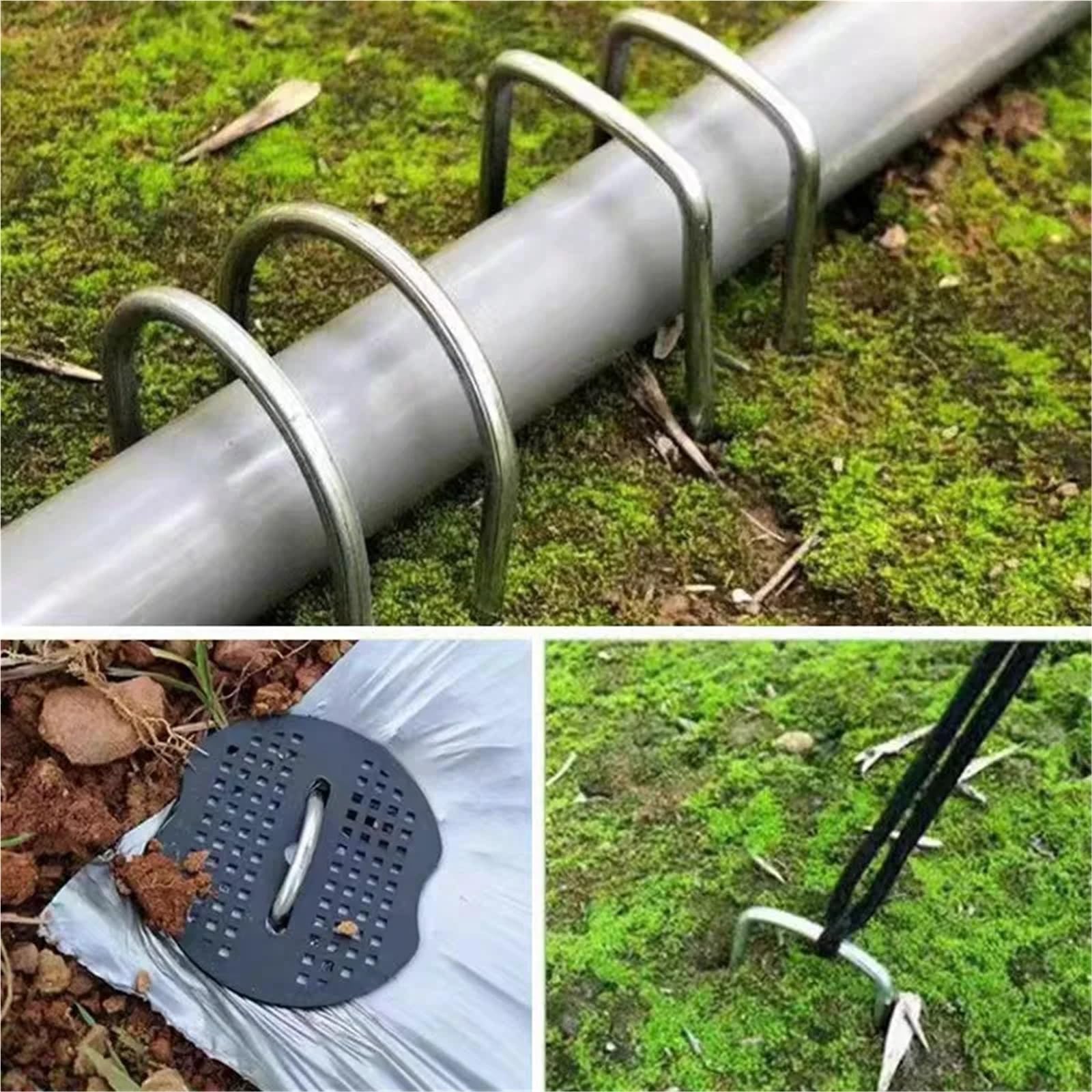 Picchetti da Giardino con Punta di Fissaggio a Forma U 200 Pezzi for perni Ancoraggio for zolle, Tubi irrigazione in Tessuto Che tengono la barriera del Prato per Giardini(4x10x0.3cm)