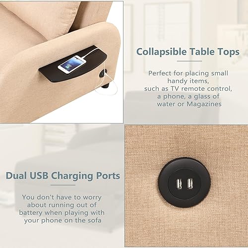 Miniatura 5 de P PURLOVE Sofá biplaza convertible moderno de 57 pulgadas, respaldo ajustable, sofá de 2 plazas con cama extraíble con bolsillo lateral, 2 almohadas