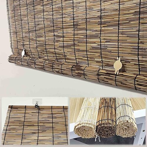 Tamaño personalizado persianas de bambú inalámbricas para ventanas patio interiores y exteriores porche cortinas enrollables con filtro de