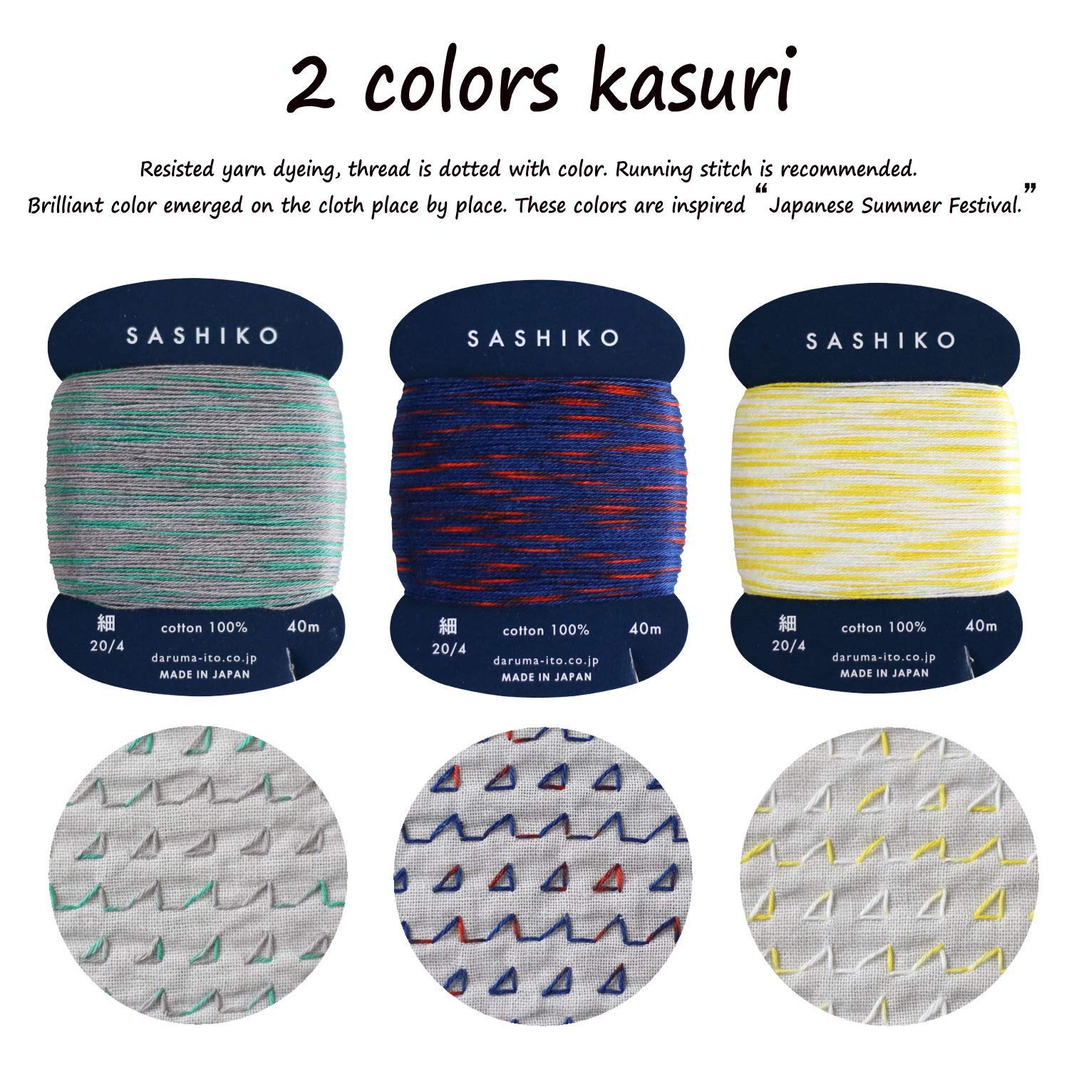 Amazon.com: DARUMA Sashiko Thread 100% Cotton Card Type (43.7 yd