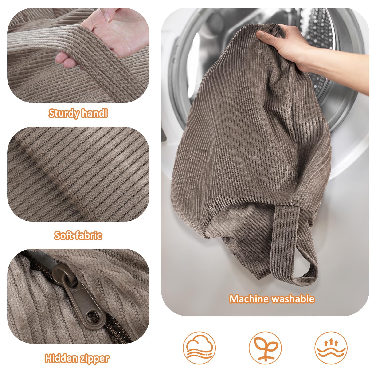 GAGAKU Pouf di peluche, copertura da 200 l, XXL, per la cameretta dei bambini, con chiusura lampo, per organizzare (gattini) (marrone)