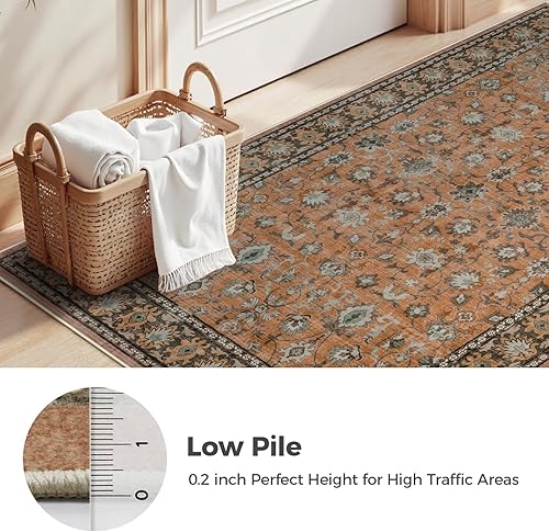 Miniatura 49 de LIVEBOX Alfombra lavable de 2 x 3 pulgadas, tapete pequeño para puerta de interior, tapete bohemio de pelo bajo para cocina, tapete envejecido