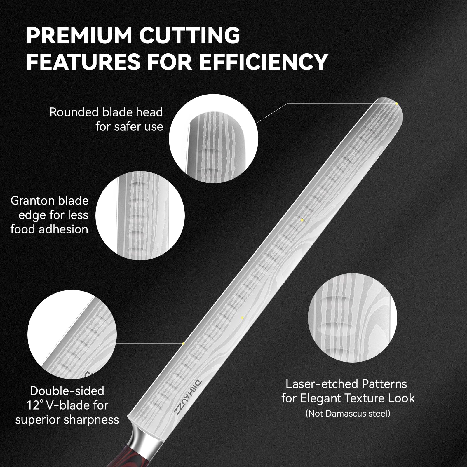 DiiHAUZZ Brisket Slicing Knife, 12 Inch Carving Knife for Meat Cutting — Amazon image 3