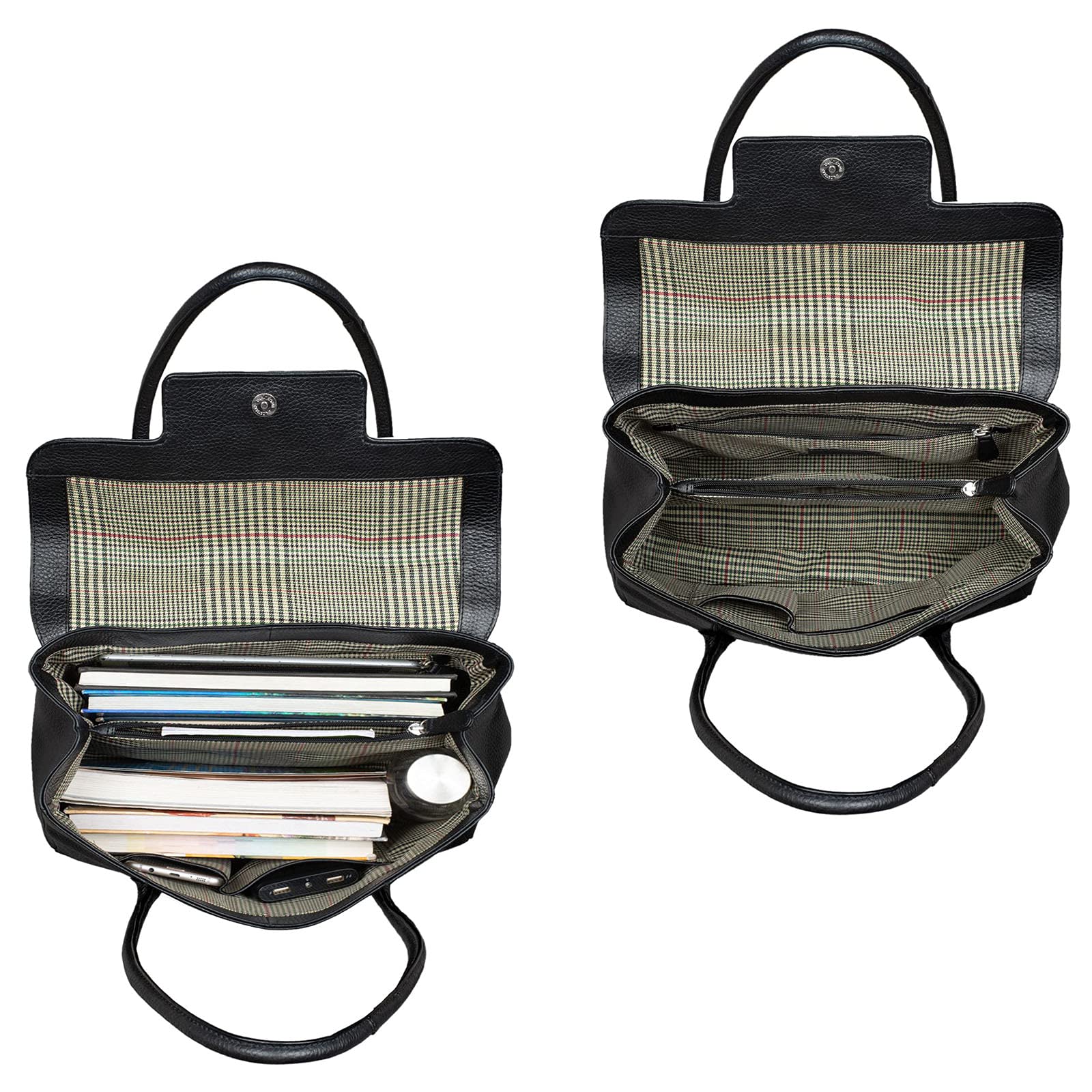 STILORD Carrie Shopper Piel Mujer de Hombro Bowling Handbag Elegante de Mano Grande Tote Shopping Bag Serraje Cuero Genuino Color:Negro