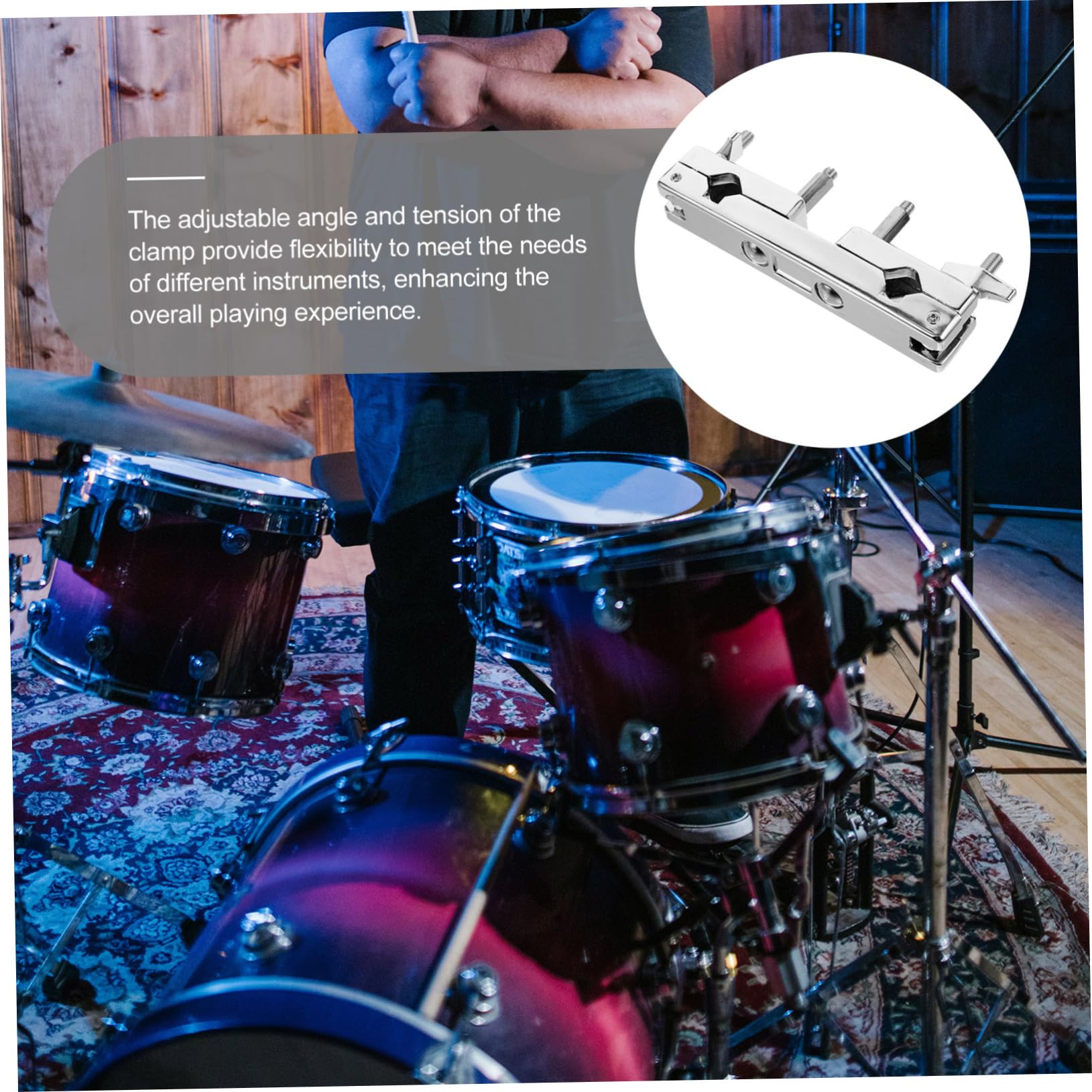 NULYLU Lightweight and Compact Drum Set Mounting Clamp Universal Clamp Mechanism for Cymbals and Drums for Traveling Musicians