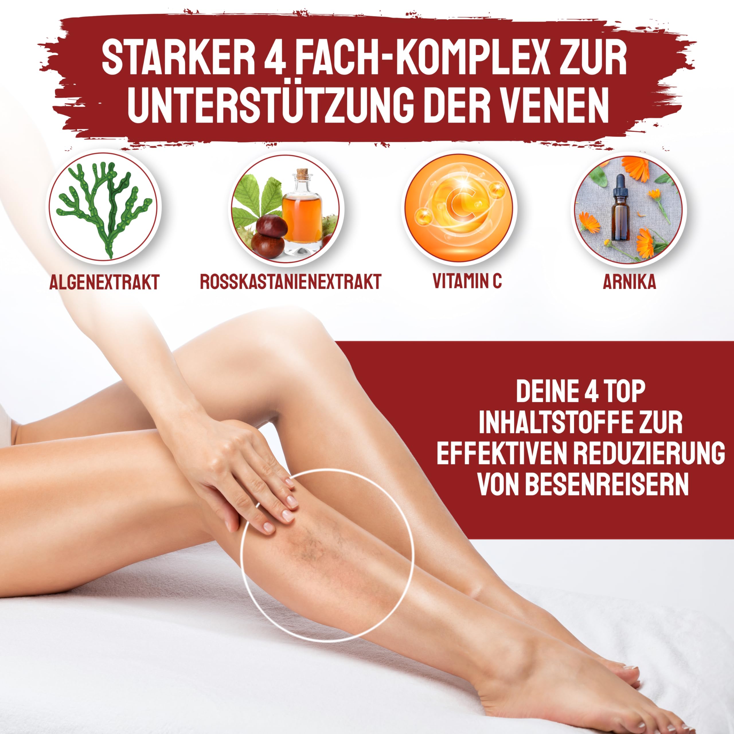 NEU! Aktiv Algensalbe gegen Besenreiser- 200 ml Tiegel-Venensalbe mit Arnika und Vitamin C - zum selber entfernen von Adern-Hergestellt in Österreich