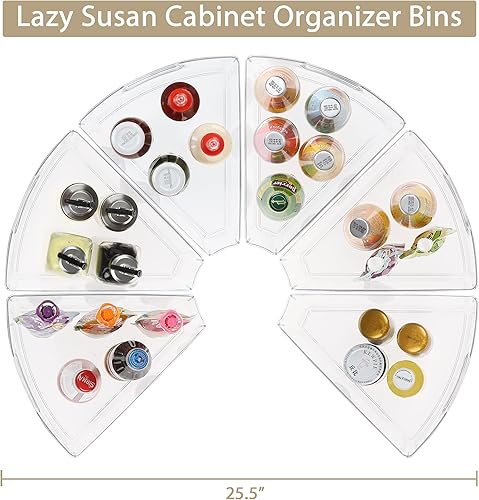 Miniatura 2 de URALFA Lazy Susan - Contenedores organizadores de gabinete, organizador de mesa giratoria transparente, separadores de esquinas de plástico, cubos