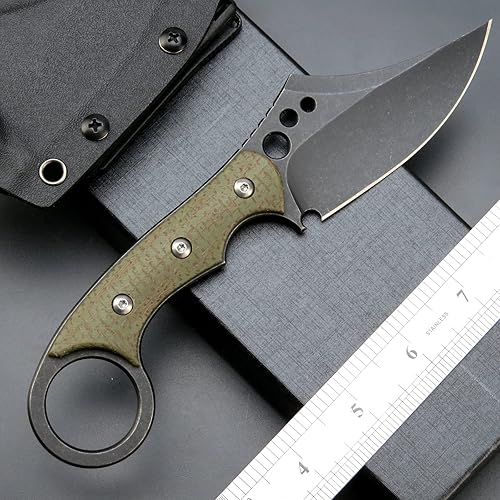 Miniatura 3 de Ccanku C1116 Cuchillo de hoja fija, hoja de acero D2+mango Micarta cuchillo de supervivencia al aire libre con fundas Kydex (verde)