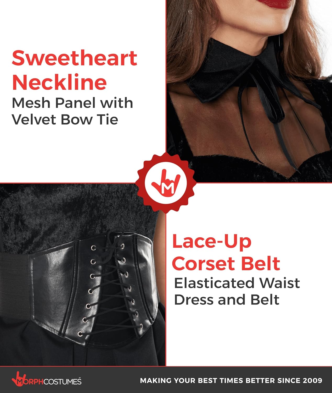 Morph Black Witch Costume Womens With Hat, Black Witch Dress For Women, Halloween Costumes For Women Adult