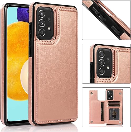 UEEBAI Funda para Samsung Galaxy A53 5G, funda de piel sintética de lujo con dos cierres magnéticos ranuras para tarjetas función de atril, duradera