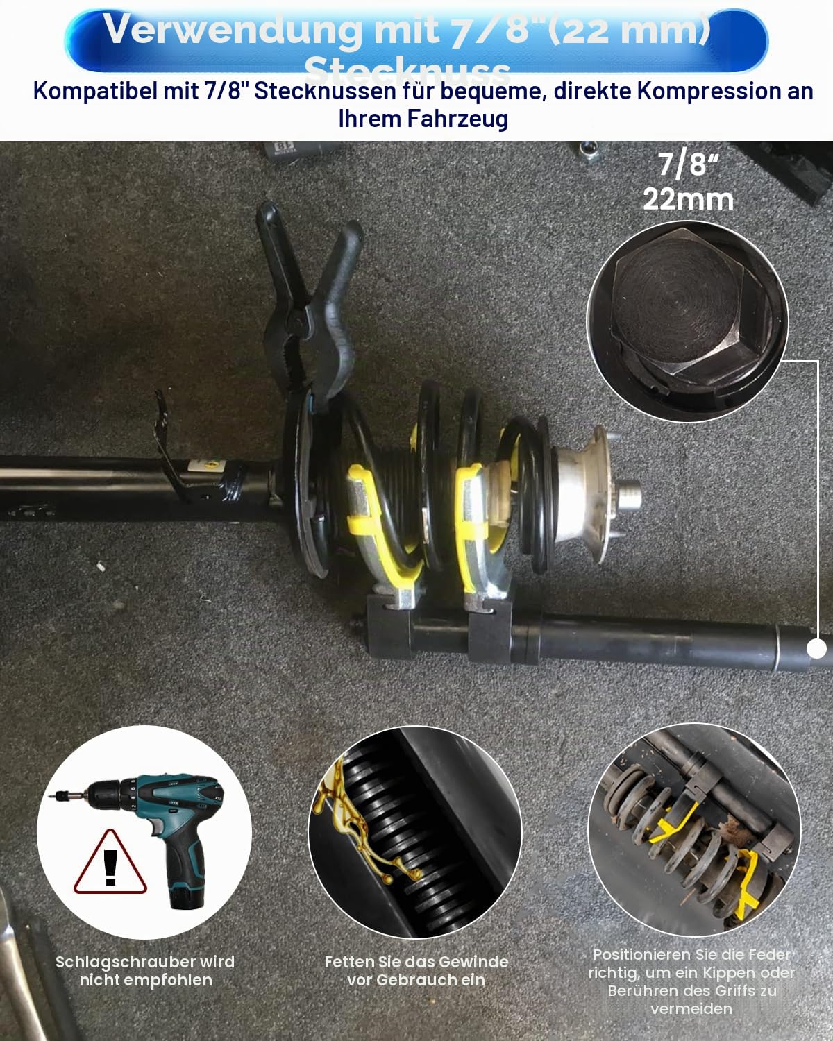 ATPEAM Universal Federspanner KFZ, 300mm McPherson Federspanner Set für McPherson Federbeinsysteme, mit Kunststoffschutz, 1050 kg Belastbarkeit