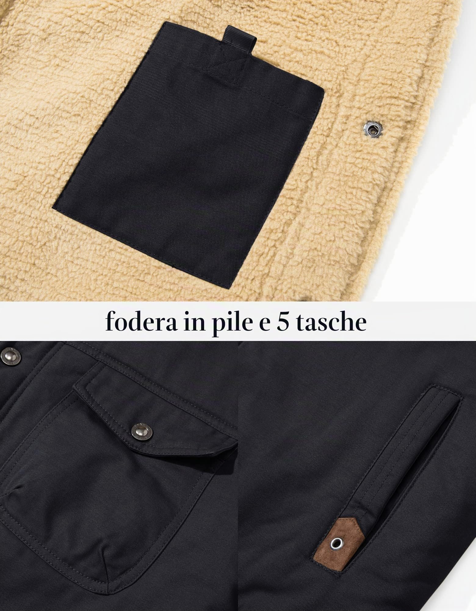 MAGCOMSEN Giacca Invernale da Uomo Giacca di Transizione Calda con Interno in Pile Giacca da Volo Antivento Giacca Bomber Cargo