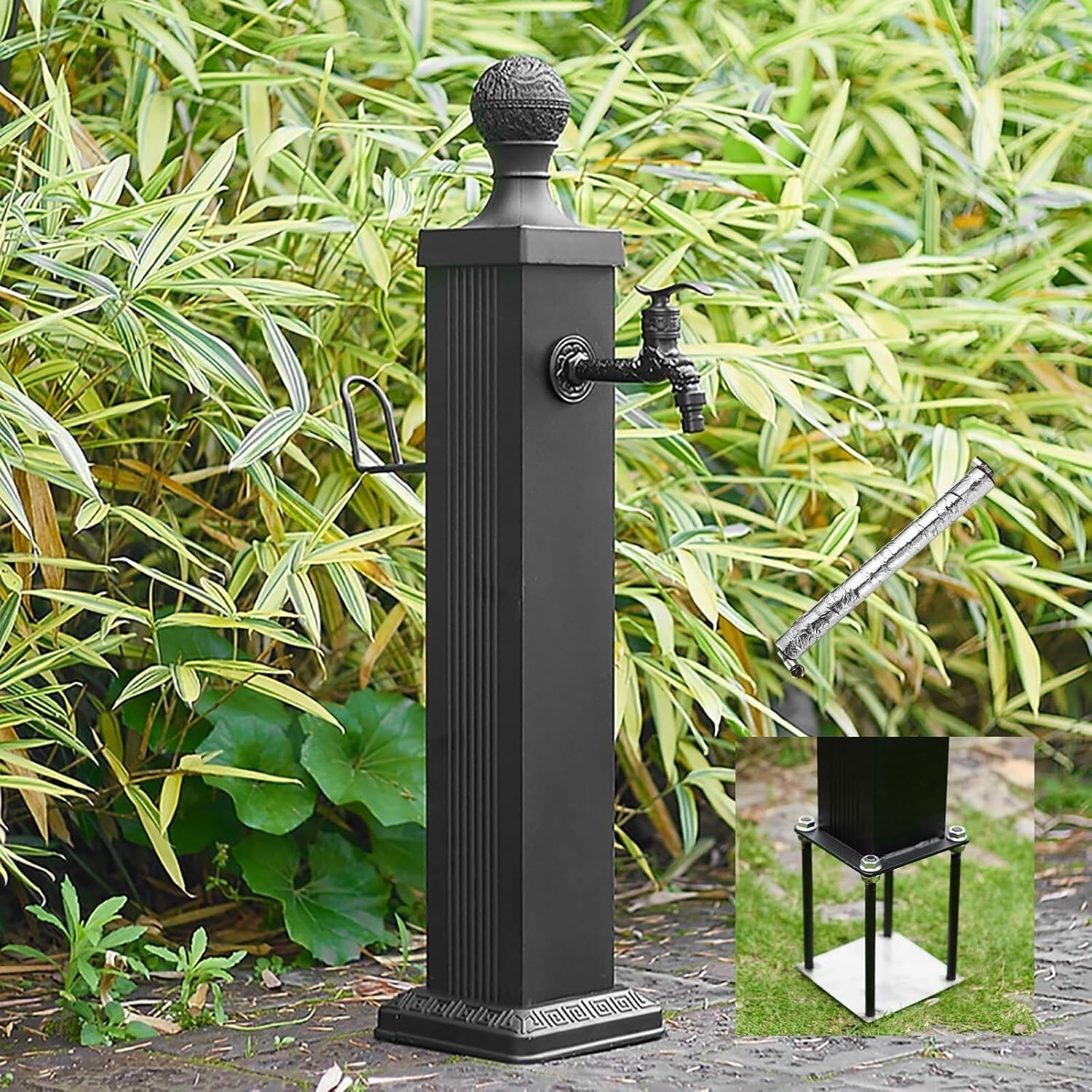 Epano One Color Lxxw Outdoor Faucet Water Column Outdoor Water Fountain Courtyard Retro Post Faucet，Outdoor Garden Column，For Irrigation/Car Wash/Watering(17 * 17 * 74Cm/6.7 * 6.7 * 29Inch)