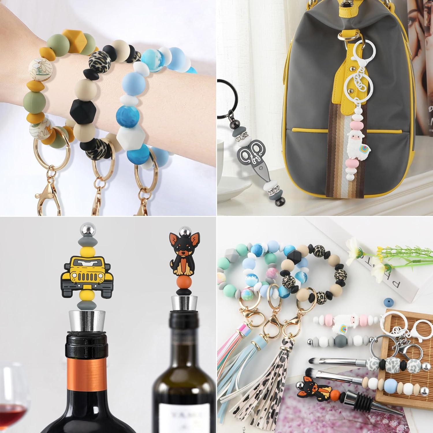 Sunrony 200Pcs Silicone Lentil Beads for Keychain Making,Bulk Mixed Color 12mm Silicone Abacus Spacer Beads for Necklace Bracelet Making Pens (Deep Lentil) - Image 4