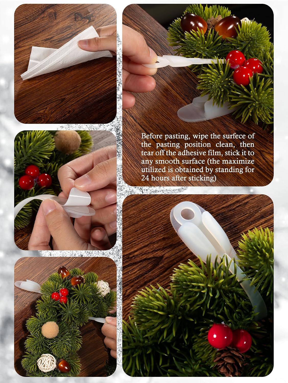 10 PCS Silicone Garland Hangers for Mantle, Mantle Hooks, Clear