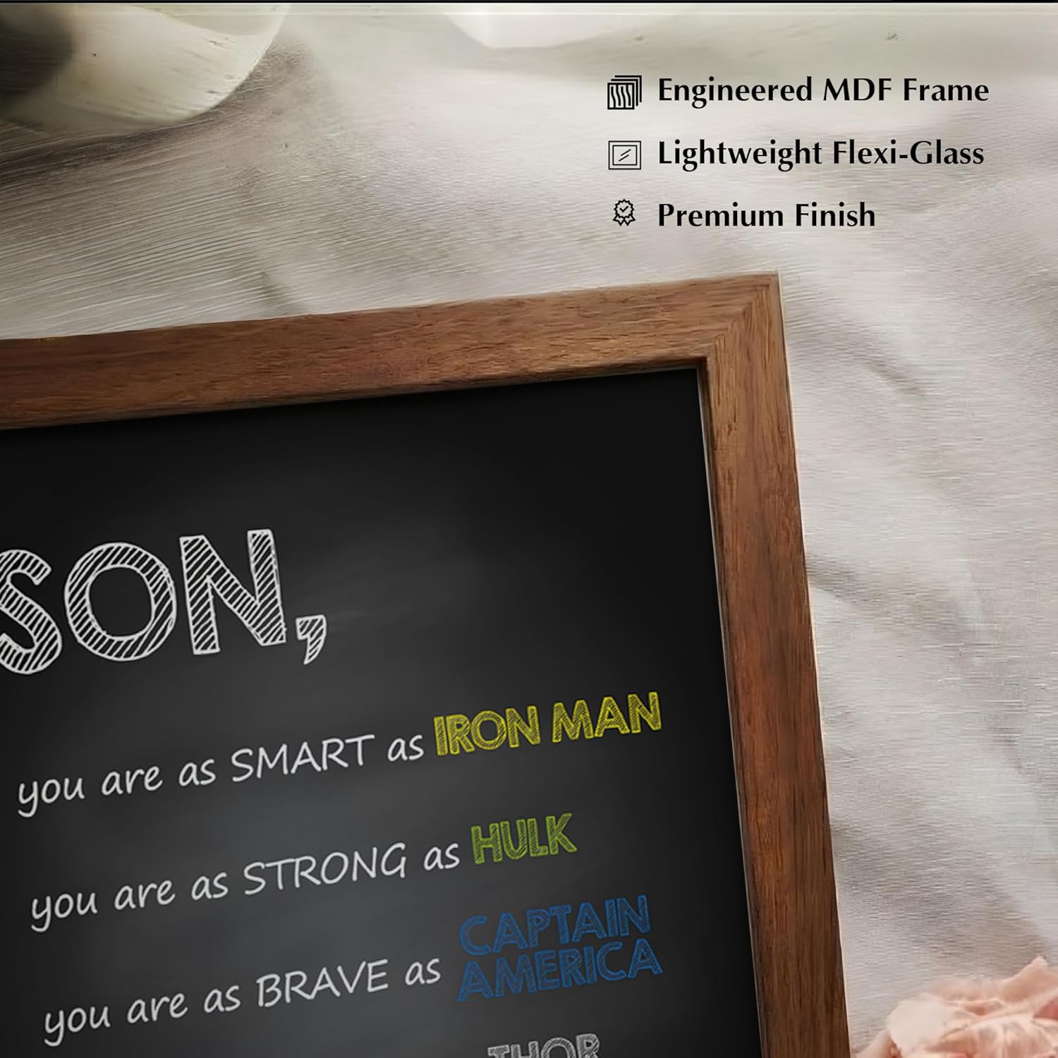 Son You Are My Favorite Superhero Boys Room Wall Art 8x10 — Inspirational Print Framed — Kids Bedroom Decor Motivational Poster — Gift for Son from Mom or Dad