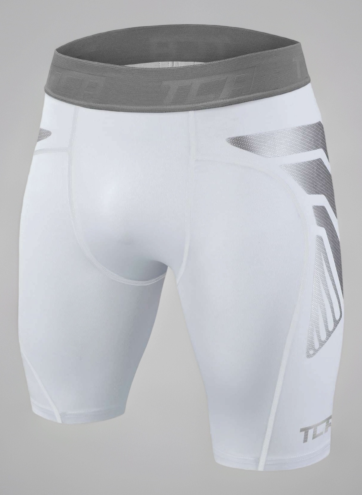 TCA Boys' CarbonForce Pro Compression Base Layer Shorts – Youth Thermal Under Gear for Sports, Football, PE & Training - Pro White, 12-14 Years