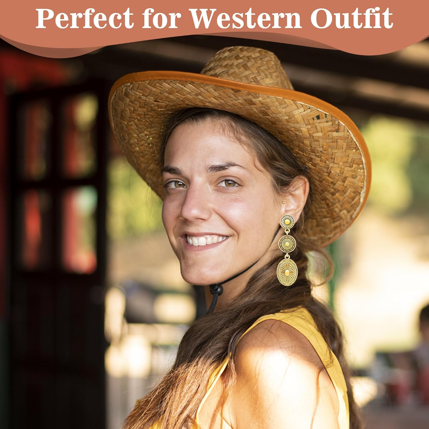 2 Pairs Western Earrings for Women, Cowgirl Eearrings Country Concert Outfits, Vintage Western Drop Dangle Earrings Jewelry Gift - Image 4