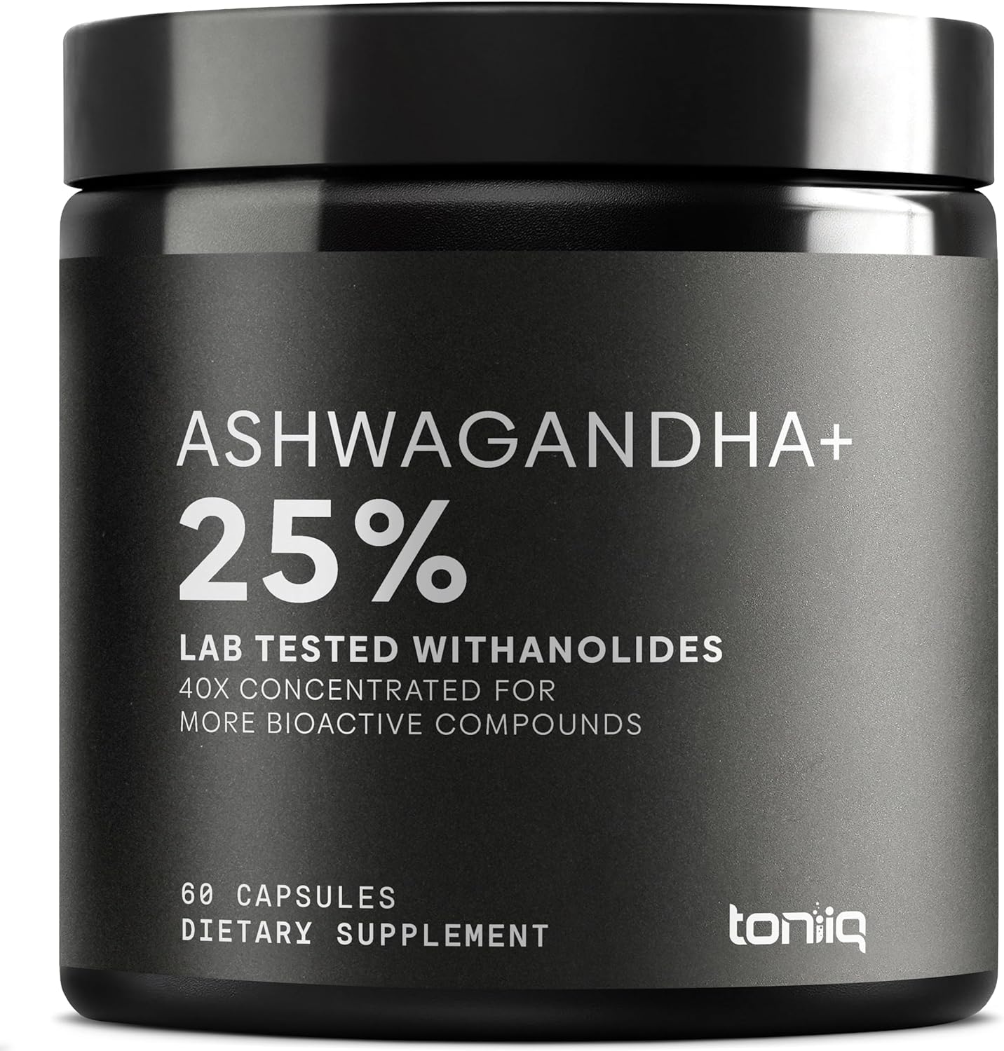 Toniiq Ashwagandha - Ultra High Potency 40:1 Extract with 25% Withanolides - Wild Harvested in India - Highly Concentrated & Third-Party Lab Tested - 60 Capsules
