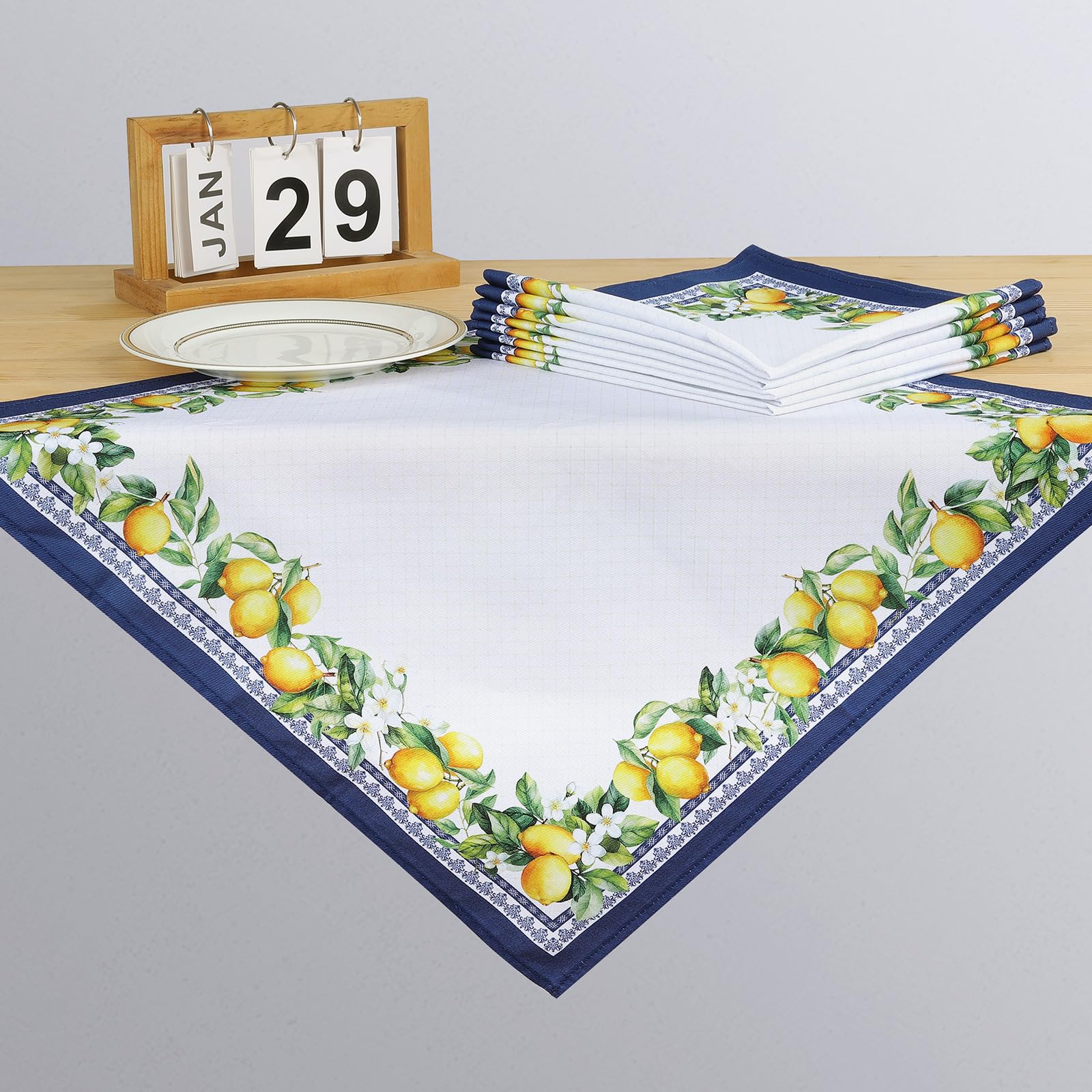 Tovaglioli Limoni Foglia Set di 6, Tovaglioli di Stoffa 100% Cotone Riutilizzabili Morbido Tovaglioli da Tavola Perfetto per Feste, Casa, Cucina, Caffè, Ristoranti, Matrimoni(45×45cm)