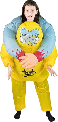 Bodysocks Disfraz inflable de virus zombi de peligro de peligro amarillo para niños (de 5 a 11 años)