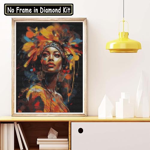 Miniatura 2 de Cuneai Kit de pintura de diamante 5D para bricolaje, mujer africana, pintura redonda por números, artesanía afroamericana, bordado de cristal para