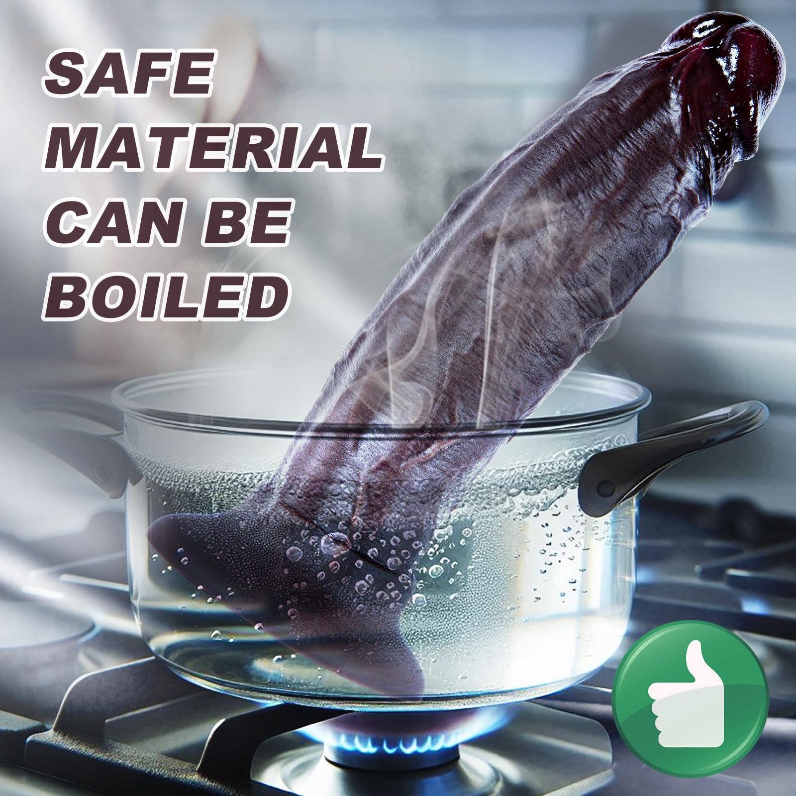 Dildo gigante extra spesso in silicone a doppia densità con ventosa da 6,2 cm di diametro, enorme dildo realistico nero da 27 cm, dildo extra large per uso vaginale e anale, per utenti esperti