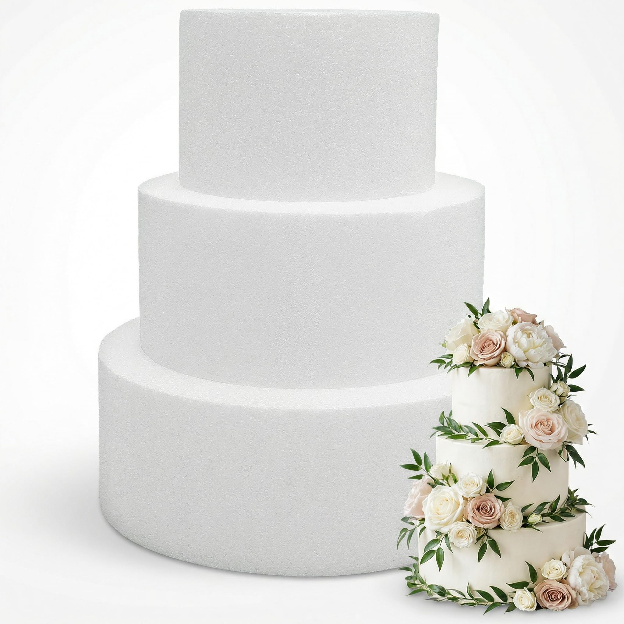 Hemoton 3-teiliges rundes Kuchen-Schnuller-Set, künstliche Kuchen-Schnuller, Schaumstoff-Modelle | Geburtstag Hochzeit Display Kunst zum Dekorieren, Üben, Ausstellen, DIY Kunst & Handwerk, 15,2 cm, 20,3 cm, 25,4 cm