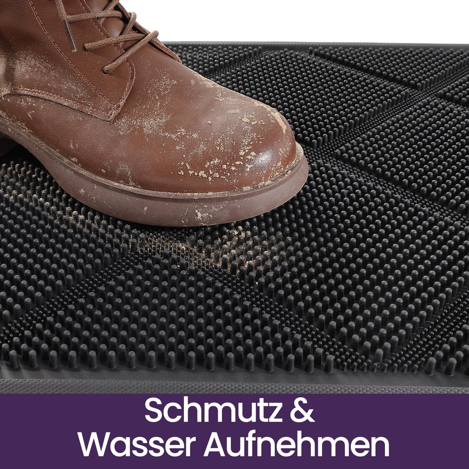 DEXI Fußmatte Außen 43 x 90 cm, rutschfest Schmutzfangmatte mit Noppen, Wasserdicht Fußabtreter Außenbereich, Waschbarer Türmatte Fussmatte für Haustür Innen and Aussen, Schwarz