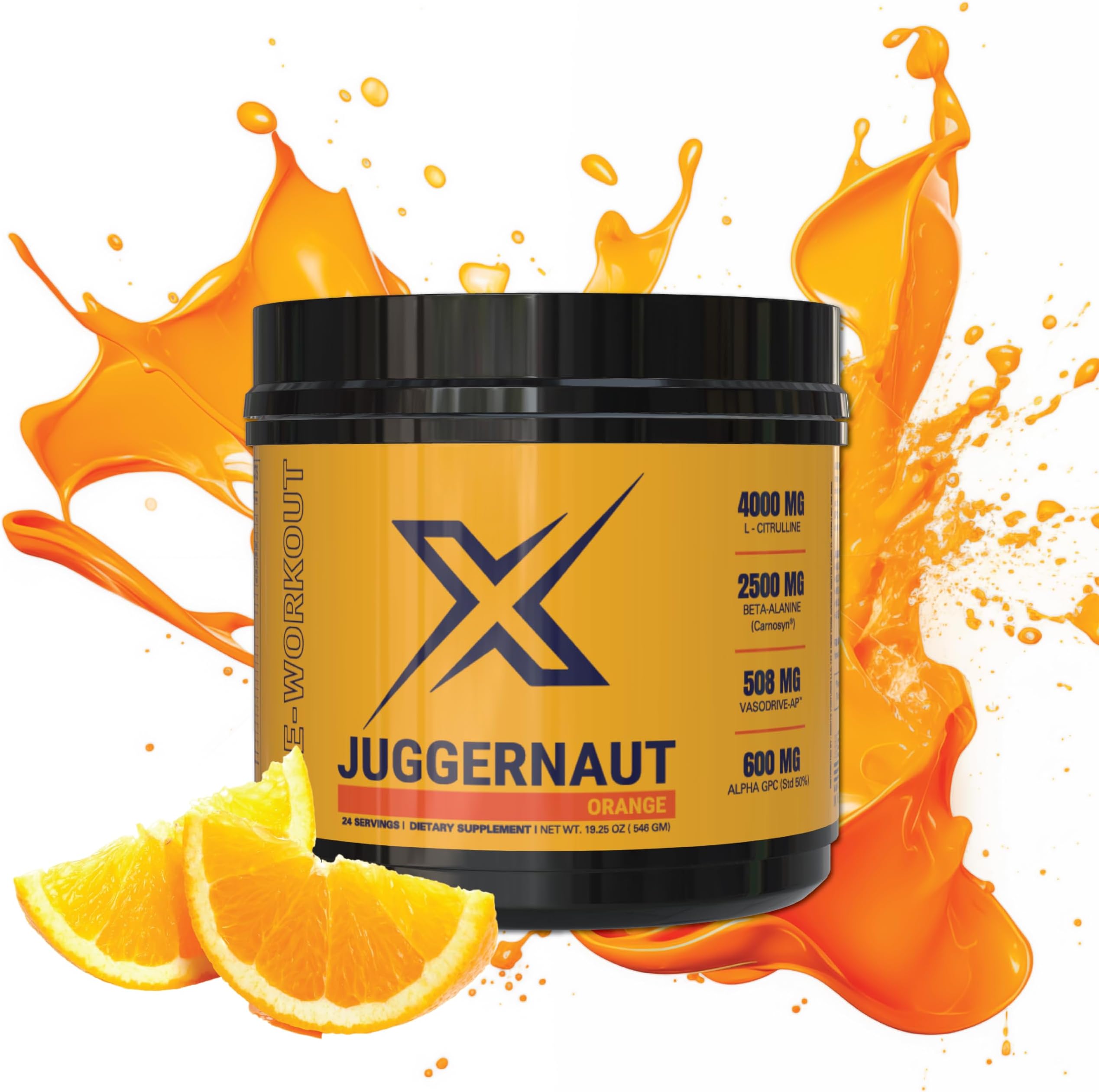 Infinite Labs Juggernaut X Pre-Workout Supplement (Orange) - Boosts Strength, Endurance,Energy - L-Citrulline, Beta-Alanine, Creatine, Enhanced with VasoDrive for Blood Pressure Support - 30 Servings