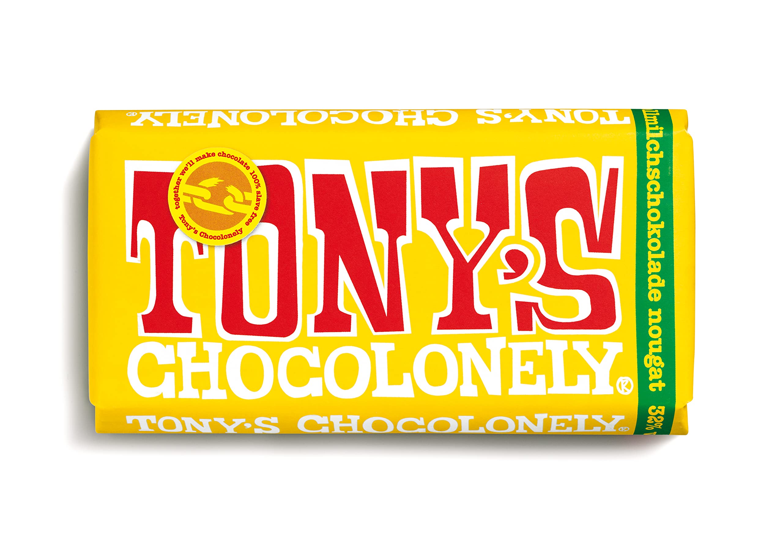 TONY'S CHOCOLONELY Czekolada pełnomleczna z miodem, migdałami i nugatem 180 g - Fairtrade czekolada z białym nugatem, uszlachetniona miodem i migdałami. Bez oleju palmowego, wyprodukowana w Belgii