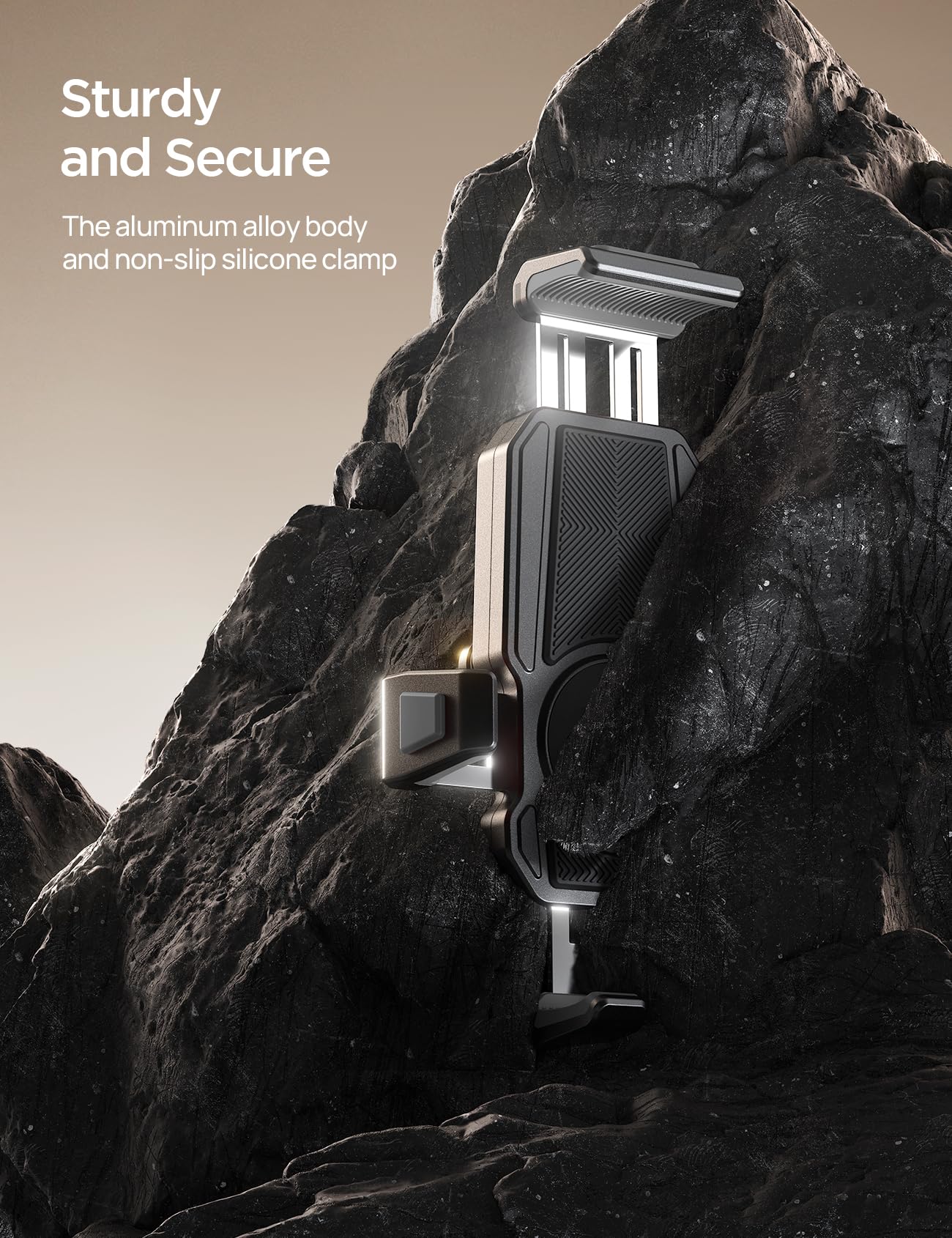 JOYROOM Uchwyt na telefon motocyklowy ze stopu aluminium, metalowy uchwyt na telefon motocyklowy z tłumikiem wibracji, do roweru, skutera ATV/UTV, kompatybilny z iPhone, Samsung, wszystkimi telefonami