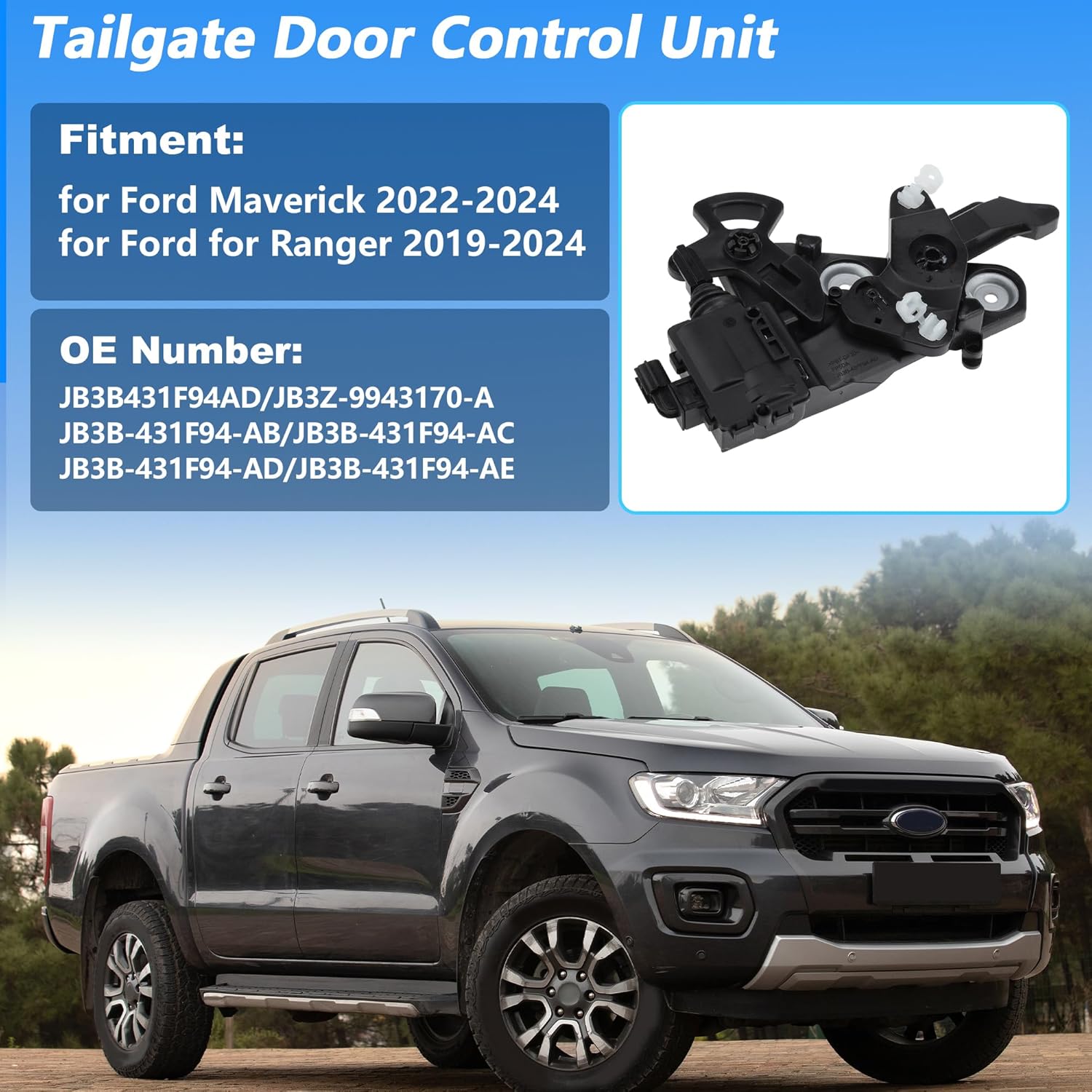 Power Tailgate Control Door Lock Actuator for Ford Maverick 2022-2024 for Ford for Ranger 2019-2024 JB3Z-9943170-A 2 Pin Rear Tailgate Door Control Unit