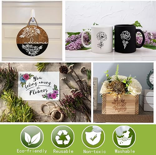 Miniatura 2 de 11 plantillas de flores grandes para paredes, tela de lona, manualidades, plantilla floral de rosa para pintar sobre madera, reutilizable, magnolia