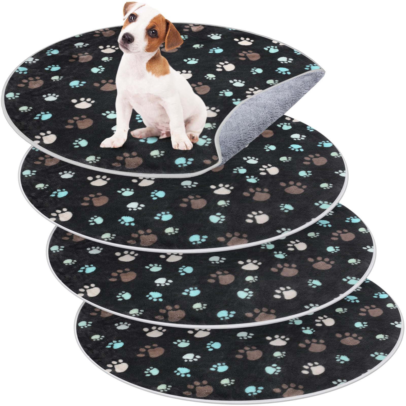 Clysee 4 Pack Washable Whelping Pad Whelping Supplies Absorbent Reusable Puppy Training Pads Reusable Dog Mat for Floor Non Slip Washable Pee Mat for Dogs(Dark Gray,32 Inch)