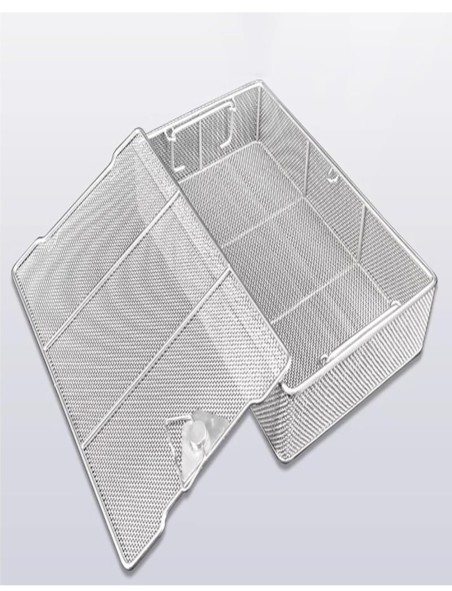 Panier perforé 45x25x7 cm avec maille 3mm en acier inoxydable pour autoclave