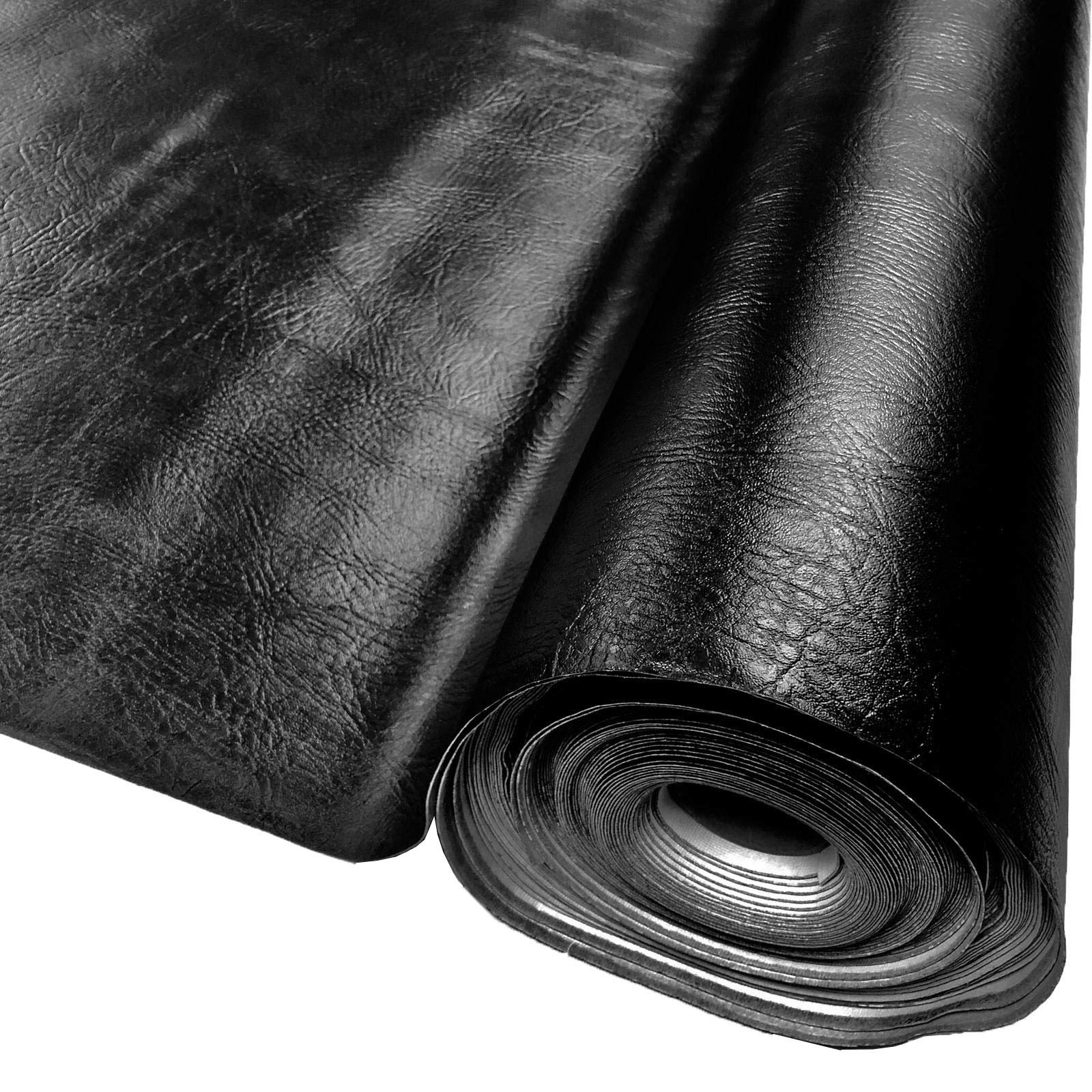 Faux Leather Upholstery Fabric. Flame Retardant Material to Cover Chairs 140cm Wide Medium Grain Vinyl Leatherette Plain Coloured Material to Protect Furniture (Black) (3m)