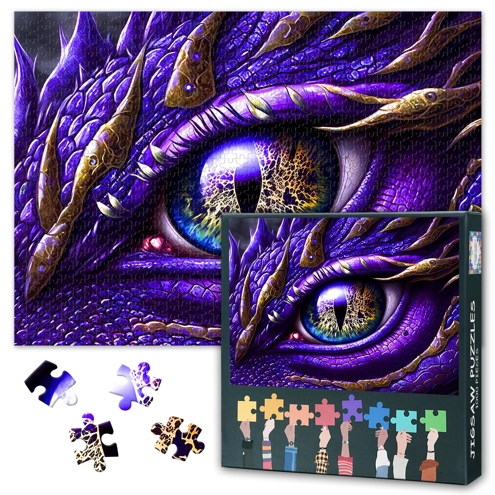 1000 Piece Jigsaw Puzzle - Exquisite Purple Dragon Eye Details, 50x70cm Complex Artwork Parlour Games, Vintage Art Jigsaw Puzzles, Family Challenge Night