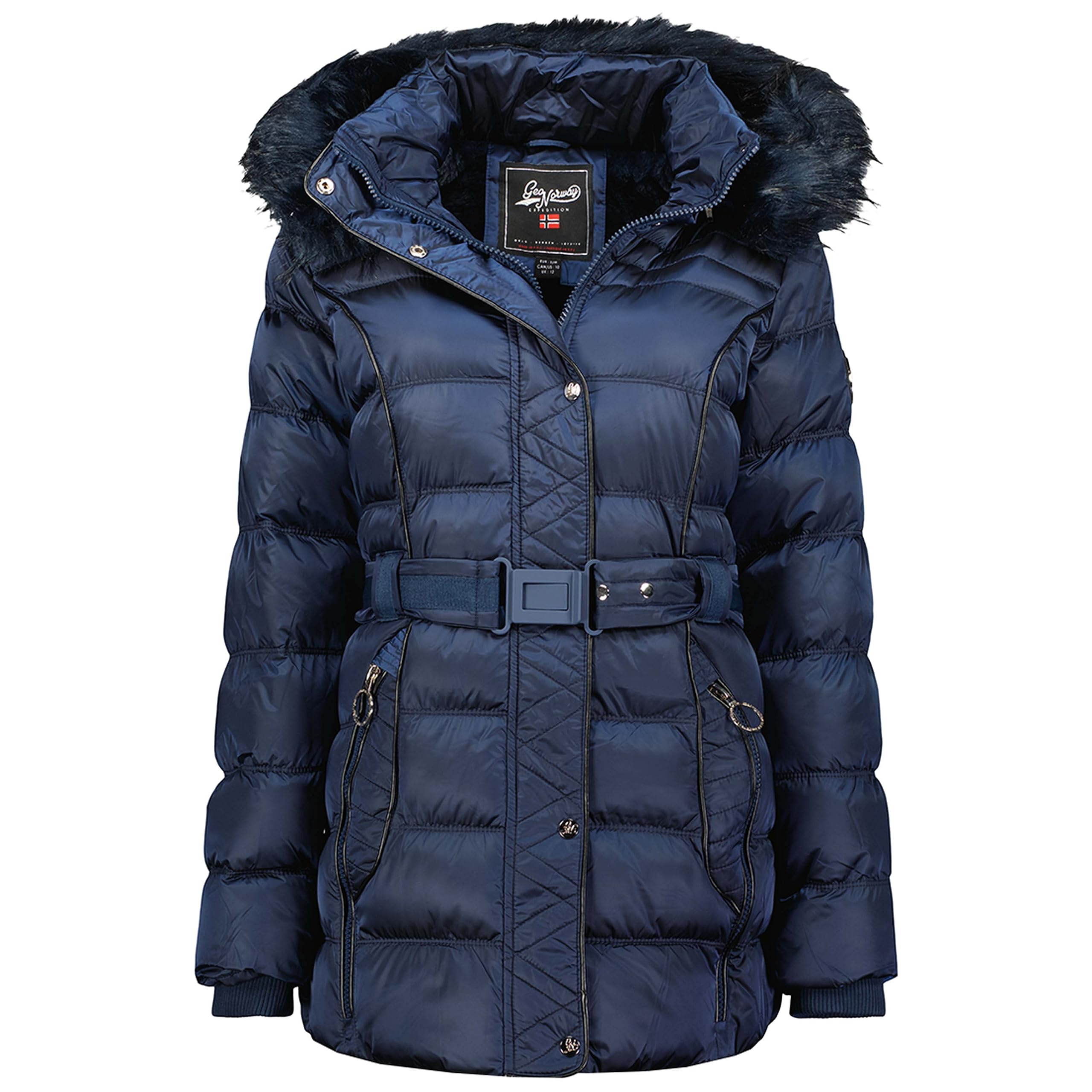 Geographical Norway Aimeraude Lady - Chaqueta Mujer Cálida Esqui - Abrigo Para Mujeres Con Capucha Sintética - Parka Elegante A Prueba De Viento - Otono Invierno Primavera