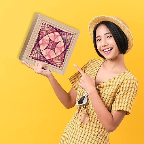 Miniatura 3 de LEISURE ARTS Kit de arte de cuerda cosida de madera con torcedor de caja de sombra, kits de costura de madera para bordado de manualidades, perfecto