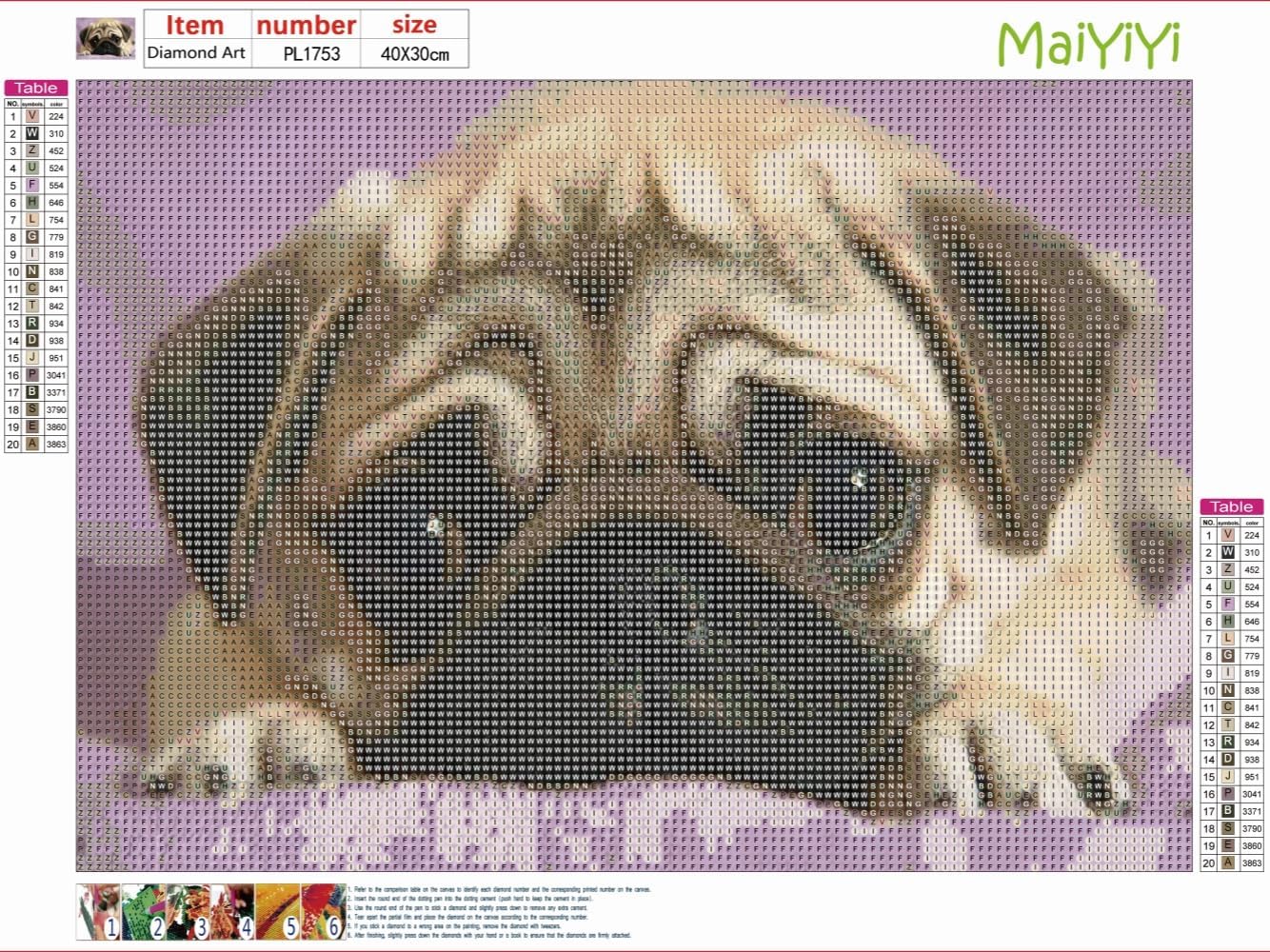MaiYiYi 5D Pug Diamond Painting Art Kit, 16X12 inches image 2