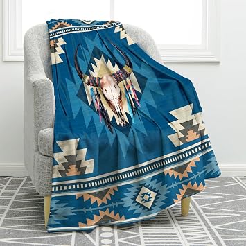 Jekeno Western Blanket Gifts, Animal Skull Throw Blanket 80"x60"