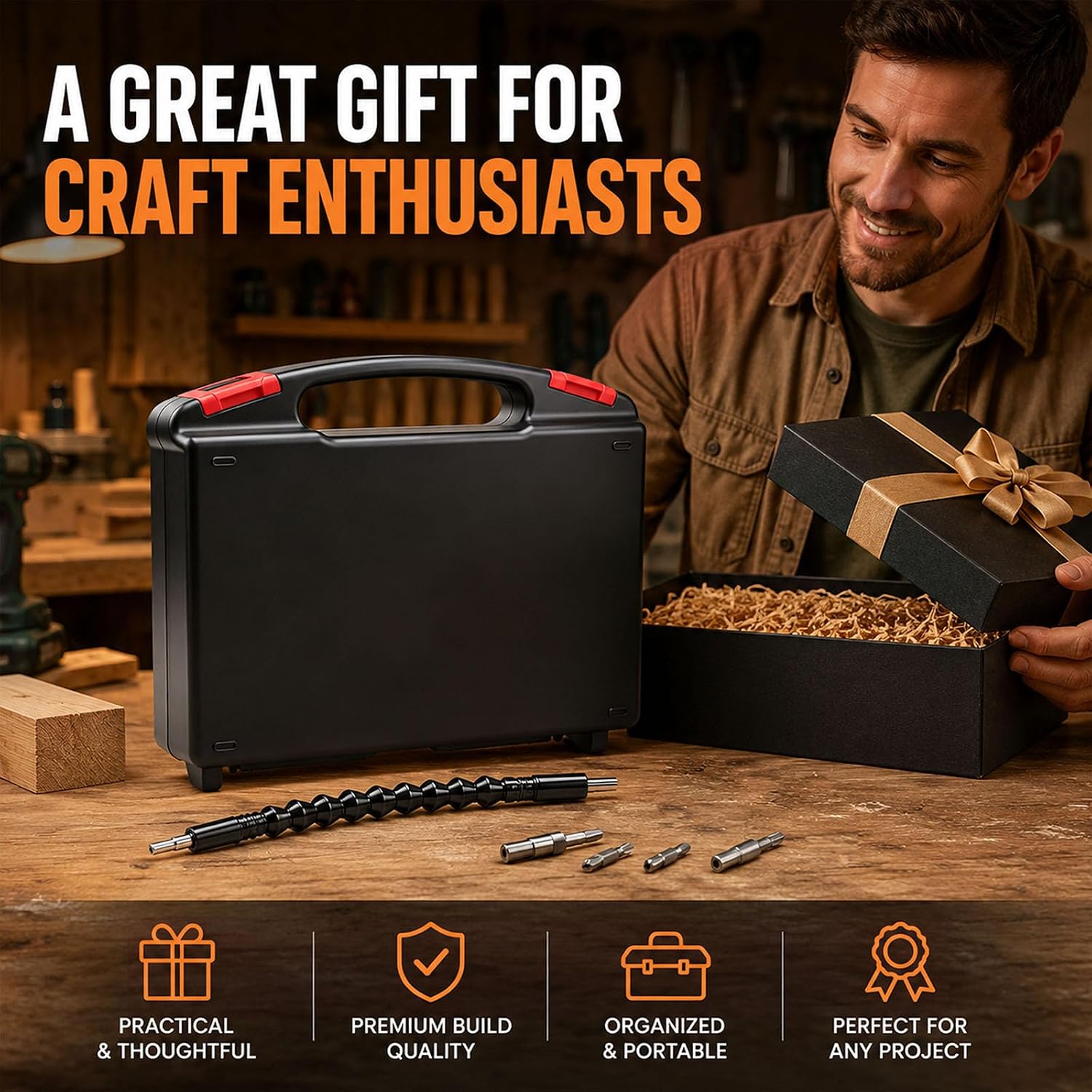 27PCS Flexible Drill Bit Extension Set with Portable Storage Box | Comes with Rotatable Socket Adapter, Right Angle Drill Attachment, Drill Bit Holder Extension, Socket Wrench, Screwdriver Bit
