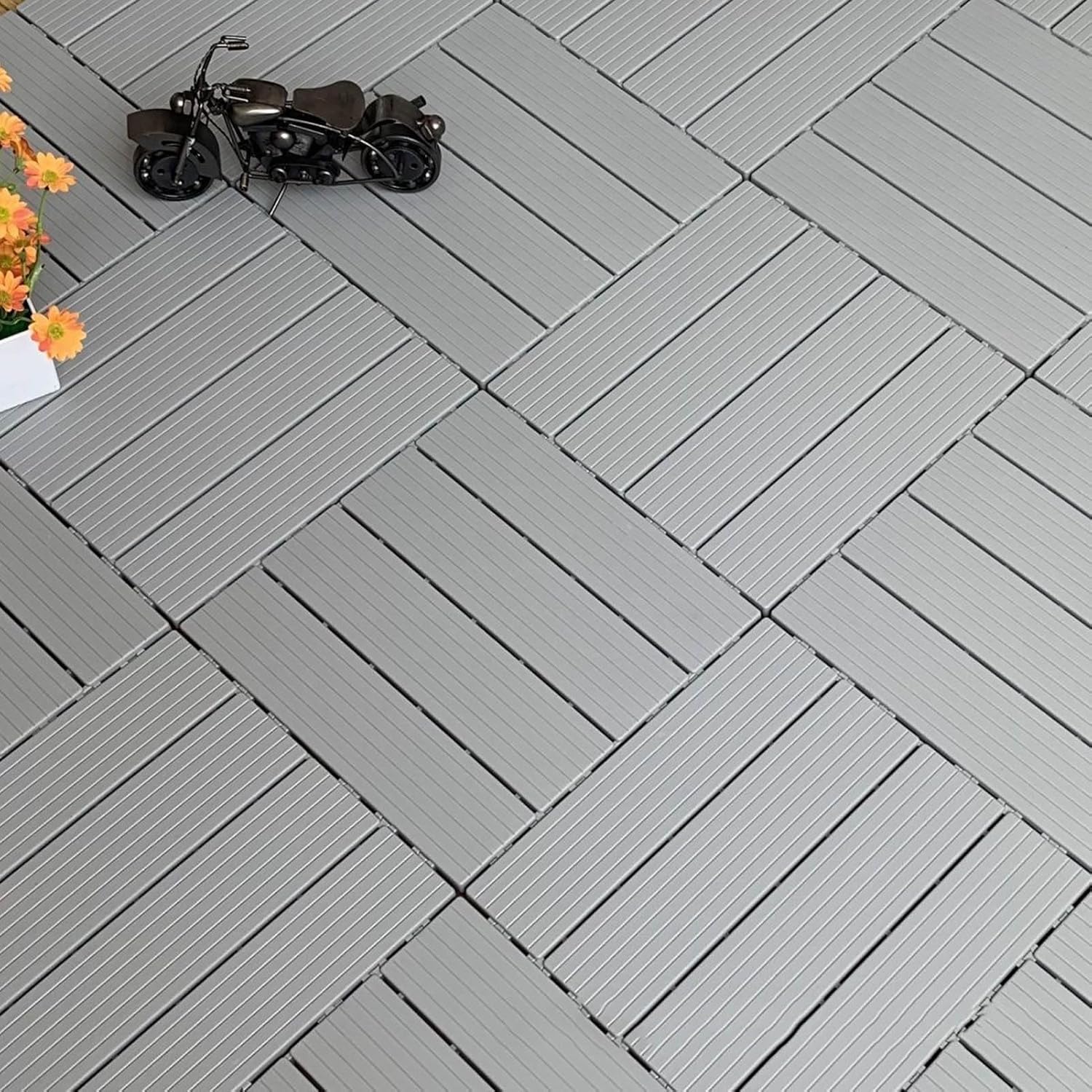 Piastrelle per pavimenti ad incastro 30,5 x 30,5 cm, per esterni e patio, impermeabili, per veranda a bordo piscina, vialetto e vialetto, confezione da 20