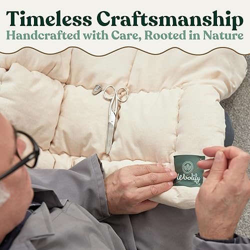 Miniatura 3 de Cubrecolchón de Lana Merino Orgánica - Almohadilla de Colchón con Superficie Acolchada de Lujo, Hecho a Mano, No Tóxico, Refrescante e