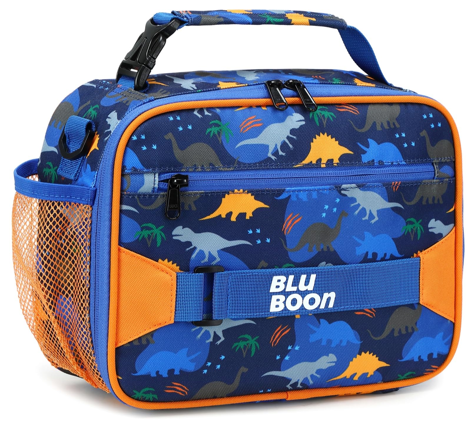 Kids Insulated Lunch Bag for School - Water Resistant Reusable Lunch Box Carrier with Adjustable Strap, Fit Lunchbox & Water Bottle, Easy Clean (Dinosaur Design for Girls & Boys 3-12)