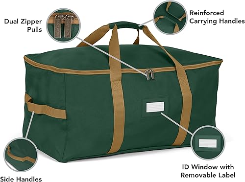 Vista 150 de Covermates Keepsakes Rolling Treasurekeeper Storage Bag - Carrying Handles, ID Window, Dual Wheels - Holiday Storage, Green