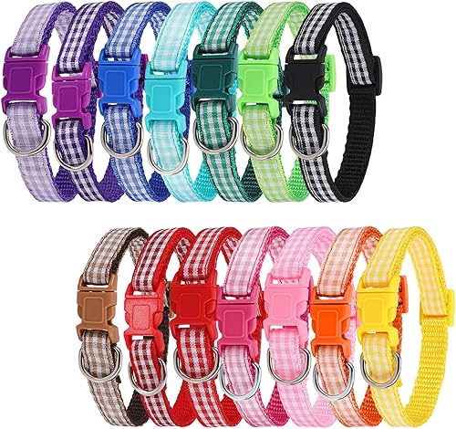 Auidy_6TXD 14 collares ajustables para cachorros, collares de nailon suave, collares de identificación para cachorros y perros pequeños (M), 14