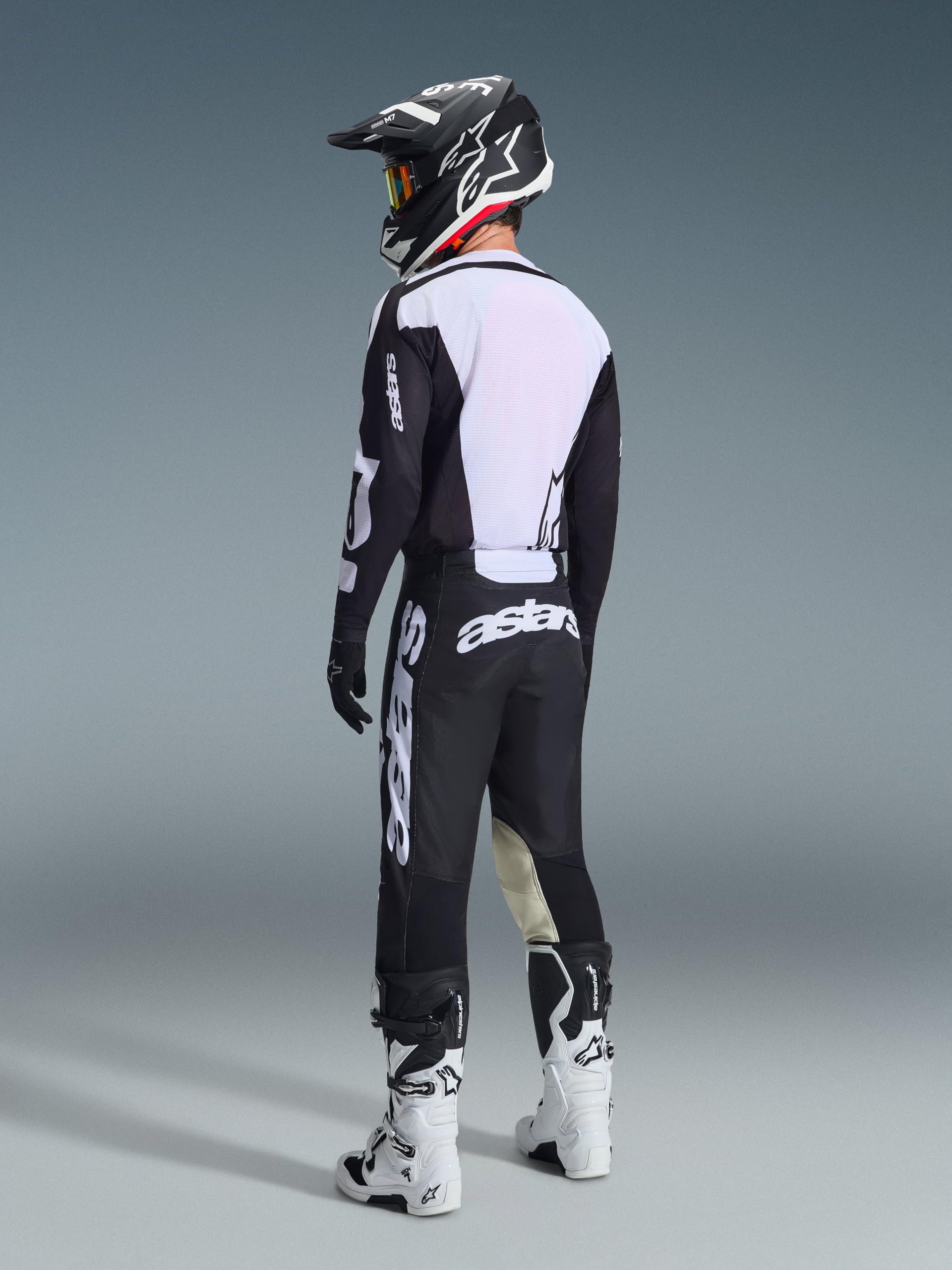 Alpinestars Racer Air Riway Maglia da motocross, nero/bianco, L